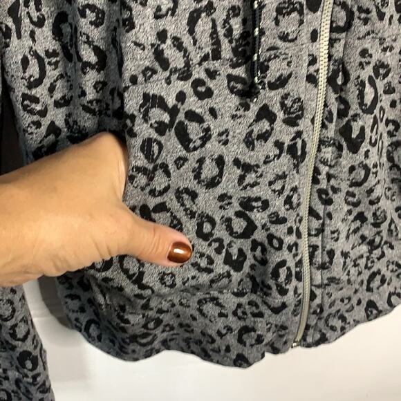 Sundry Animal Print Gray Black Zip-up Drawstring Super Soft Hoodie W-163 Sz S - Picture 5 of 10